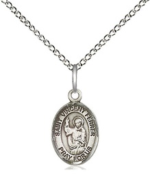 [9201SS/18SS] Sterling Silver Saint Vincent Ferrer Pendant on a 18 inch Sterling Silver Light Curb chain