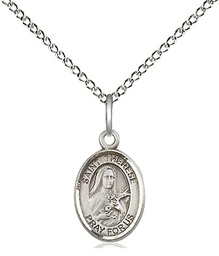 [9210SS/18SS] Sterling Silver Saint Therese of Lisieux Pendant on a 18 inch Sterling Silver Light Curb chain