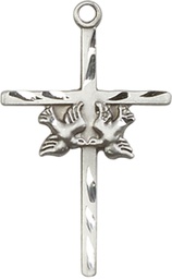 [5927SS] Sterling Silver Doves Cross Medal