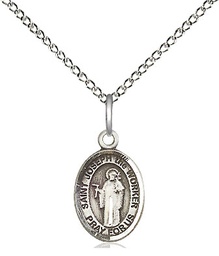 [9220SS/18SS] Sterling Silver Saint Joseph the Worker Pendant on a 18 inch Sterling Silver Light Curb chain