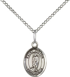 [9223SS/18SS] Sterling Silver Saint Victor of Marseilles Pendant on a 18 inch Sterling Silver Light Curb chain