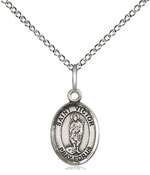 [9223SS/18SS] Sterling Silver Saint Victor of Marseilles Pendant on a 18 inch Sterling Silver Light Curb chain