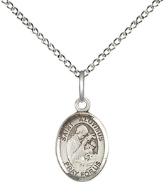 [9225SS/18SS] Sterling Silver Saint Aloysius Gonzaga Pendant on a 18 inch Sterling Silver Light Curb chain