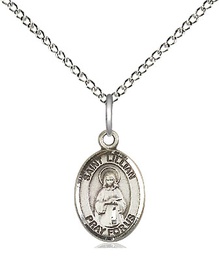[9226SS/18SS] Sterling Silver Saint Lillian Pendant on a 18 inch Sterling Silver Light Curb chain