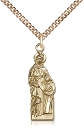 [5932GF/24GF] 14kt Gold Filled Saint Ann Pendant on a 24 inch Gold Filled Heavy Curb chain