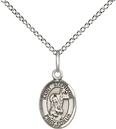[9228SS/18SS] Sterling Silver Saint Stephanie Pendant on a 18 inch Sterling Silver Light Curb chain