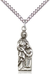 [5932SS/24SS] Sterling Silver Saint Ann Pendant on a 24 inch Sterling Silver Heavy Curb chain