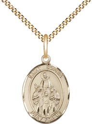 [8136GF/18G] 14kt Gold Filled Saint Sophia Pendant on a 18 inch Gold Plate Light Curb chain