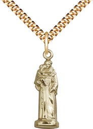 [5933GF/24G] 14kt Gold Filled Saint Anthony Pendant on a 24 inch Gold Plate Heavy Curb chain