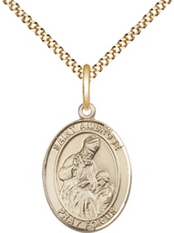 [8137GF/18G] 14kt Gold Filled Saint Ambrose Pendant on a 18 inch Gold Plate Light Curb chain