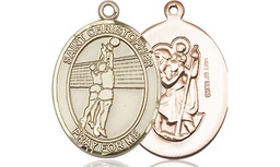 [8138GF] 14kt Gold Filled Saint Christopher Volleyball Medal
