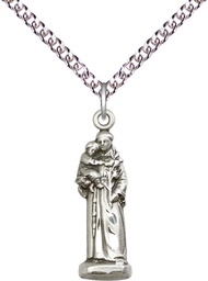 [5933SS/24SS] Sterling Silver Saint Anthony Pendant on a 24 inch Sterling Silver Heavy Curb chain