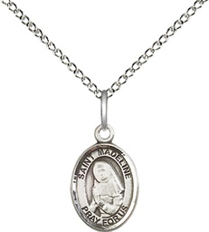 [9236SS/18SS] Sterling Silver Saint Madeline Sophie Barat Pendant on a 18 inch Sterling Silver Light Curb chain