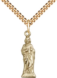 [5934GF/24G] 14kt Gold Filled Saint Jude Pendant on a 24 inch Gold Plate Heavy Curb chain