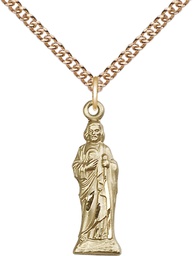[5934GF/24GF] 14kt Gold Filled Saint Jude Pendant on a 24 inch Gold Filled Heavy Curb chain