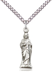 [5934SS/24SS] Sterling Silver Saint Jude Pendant on a 24 inch Sterling Silver Heavy Curb chain