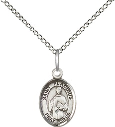 [9240SS/18SS] Sterling Silver Saint Placidus Pendant on a 18 inch Sterling Silver Light Curb chain