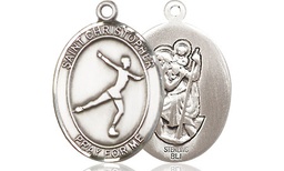 [8139SS] Sterling Silver Saint Christopher Figure Skating Medal