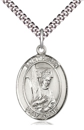 [7043SS/24S] Sterling Silver Saint Helen Pendant on a 24 inch Light Rhodium Heavy Curb chain