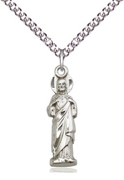 [5935SS/24SS] Sterling Silver Sacred Heart Pendant on a 24 inch Sterling Silver Heavy Curb chain