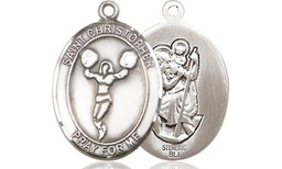 [8140SS] Sterling Silver Saint Christopher Cheerleading Medal