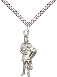 [5936SS/24SS] Sterling Silver Saint Florian Pendant on a 24 inch Sterling Silver Heavy Curb chain
