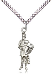 [5936SS/24SS] Sterling Silver Saint Florian Pendant on a 24 inch Sterling Silver Heavy Curb chain