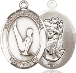 [8142SS] Sterling Silver Saint Christopher Gymnastics Medal