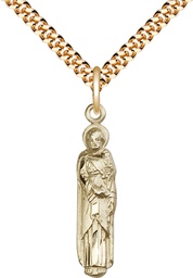 [5937GF/24G] 14kt Gold Filled Saint Joseph Pendant on a 24 inch Gold Plate Heavy Curb chain
