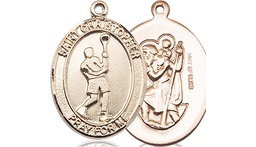 [8144GF] 14kt Gold Filled Saint Christopher Lacrosse Medal
