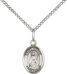 [9255SS/18SS] Sterling Silver Saint Grace Pendant on a 18 inch Sterling Silver Light Curb chain