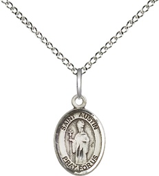 [9256SS/18SS] Sterling Silver Saint Austin Pendant on a 18 inch Sterling Silver Light Curb chain