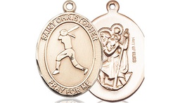 [8145GF] 14kt Gold Filled Saint Christopher Softball Medal