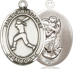 [8145SS] Sterling Silver Saint Christopher Softball Medal