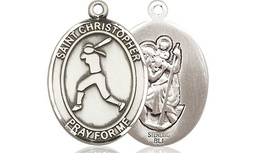 [8145SS] Sterling Silver Saint Christopher Softball Medal