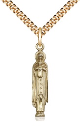 [5939GF/24G] 14kt Gold Filled Madonna &amp; Child Pendant on a 24 inch Gold Plate Heavy Curb chain