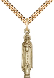 [5939GF/24G] 14kt Gold Filled Madonna &amp; Child Pendant on a 24 inch Gold Plate Heavy Curb chain