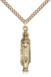 [5939GF/24GF] 14kt Gold Filled Madonna &amp; Child Pendant on a 24 inch Gold Filled Heavy Curb chain