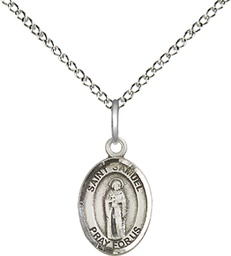 [9259SS/18SS] Sterling Silver Saint Samuel Pendant on a 18 inch Sterling Silver Light Curb chain