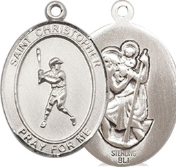 [8150SS] Sterling Silver Saint Christopher Baseball Medal