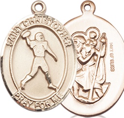 [8151GF] 14kt Gold Filled Saint Christopher Football Medal