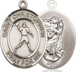 [8151SS] Sterling Silver Saint Christopher Football Medal