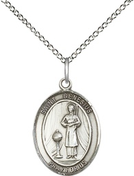 [8038SS/18SS] Sterling Silver Saint Genesius of Rome Pendant on a 18 inch Sterling Silver Light Curb chain