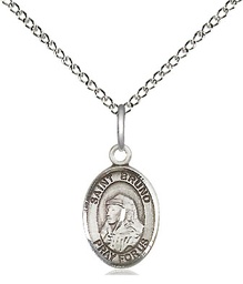 [9270SS/18SS] Sterling Silver Saint Bruno Pendant on a 18 inch Sterling Silver Light Curb chain