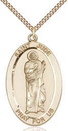 [5951GF/24GF] 14kt Gold Filled Saint Jude Pendant on a 24 inch Gold Filled Heavy Curb chain