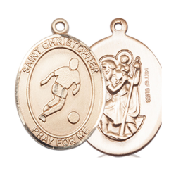 [8154GF] 14kt Gold Filled Saint Christopher Soccer Medal