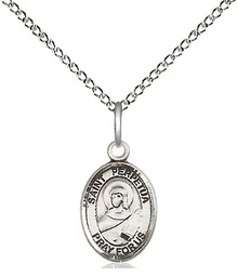 [9272SS/18SS] Sterling Silver Saint Perpetua Pendant on a 18 inch Sterling Silver Light Curb chain