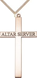 [5952GF/24GF] 14kt Gold Filled Alter Server Cross Pendant on a 24 inch Gold Filled Heavy Curb chain