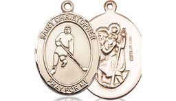 [8155GF] 14kt Gold Filled Saint Christopher Ice Hockey Medal