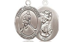 [8155SS] Sterling Silver Saint Christopher Ice Hockey Medal